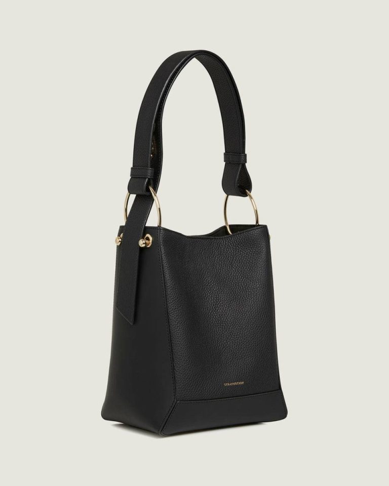 Black Strathberry Women Shoulder Bags Lana Midi Bucket Bag - Image 2