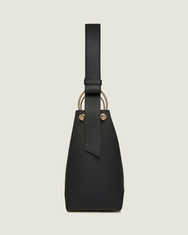 Black Strathberry Women Shoulder Bags Lana Midi Bucket Bag - Image 4