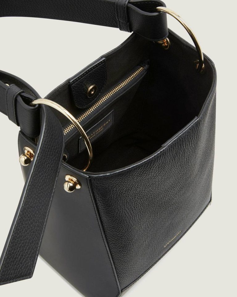 Black Strathberry Women Shoulder Bags Lana Midi Bucket Bag - Image 5