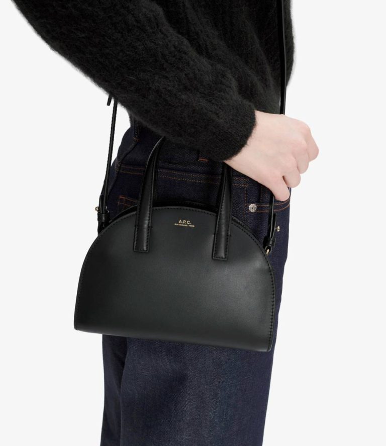 Black Tote Bags Men A.p.c. Demi-Lune Small Tote Bag - Image 2