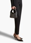 Black Women Small Elena Bag In Black Leather With Studs Top Handle Khaite - Image 5