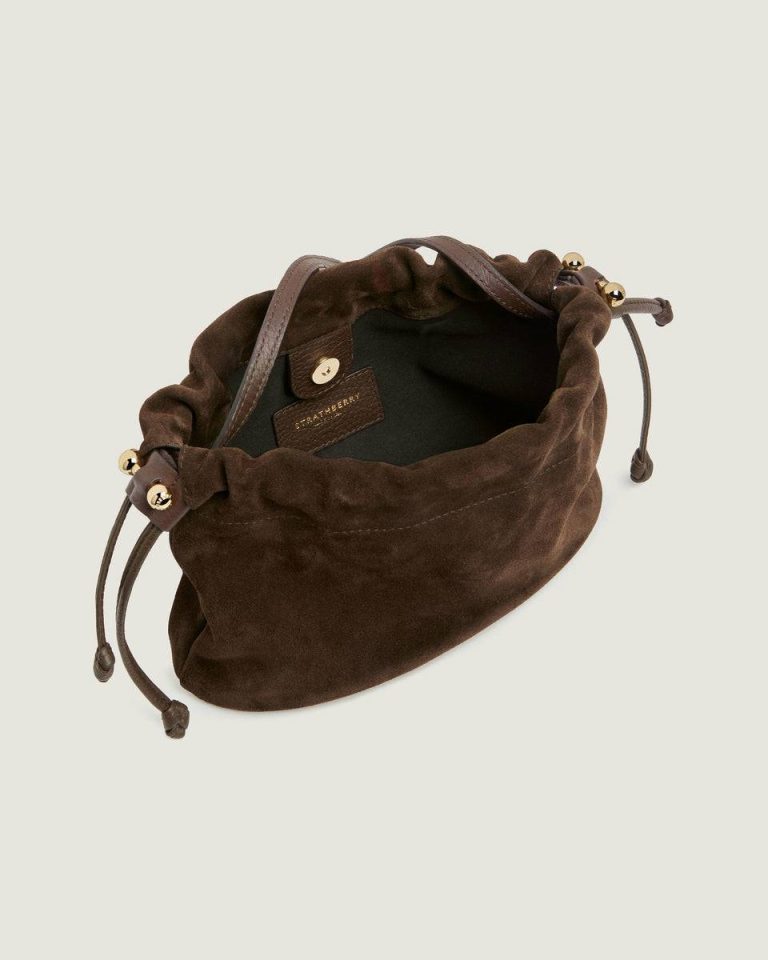 Charlotte Drawstring Small & Mini Bags Chocolate Suede Strathberry Women - Image 3