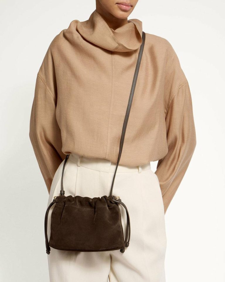 Charlotte Drawstring Small & Mini Bags Chocolate Suede Strathberry Women - Image 5