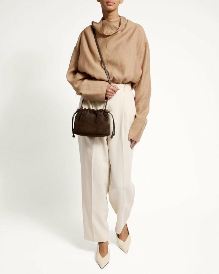 Charlotte Drawstring Small & Mini Bags Chocolate Suede Strathberry Women