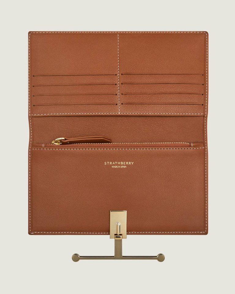 Chestnut With Vanilla Stitch Strathberry Wallets Women Large Melville Street Wallet - Image 3