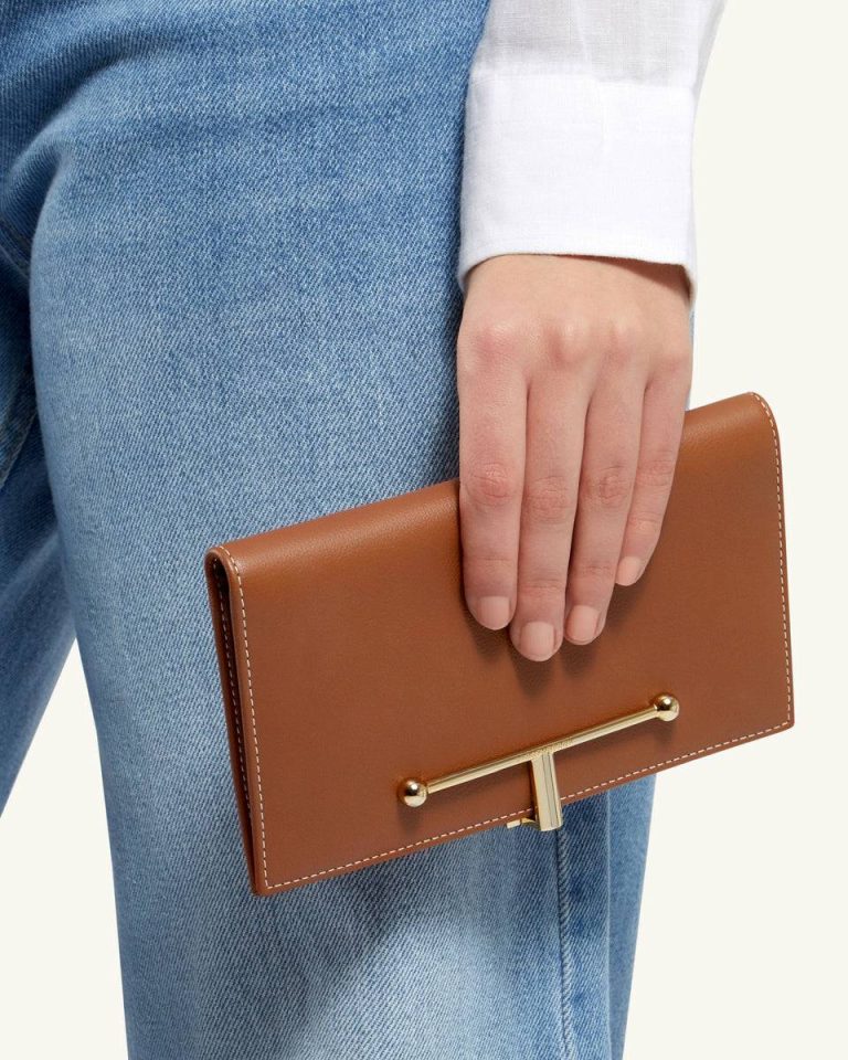 Chestnut With Vanilla Stitch Strathberry Wallets Women Large Melville Street Wallet
