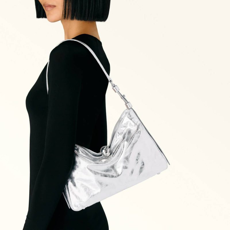 Color Silver Shoulder Bags Furla Sfera Soft Shoulder Bag M Women - Image 2