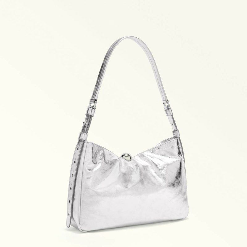 Color Silver Shoulder Bags Furla Sfera Soft Shoulder Bag M Women - Image 3