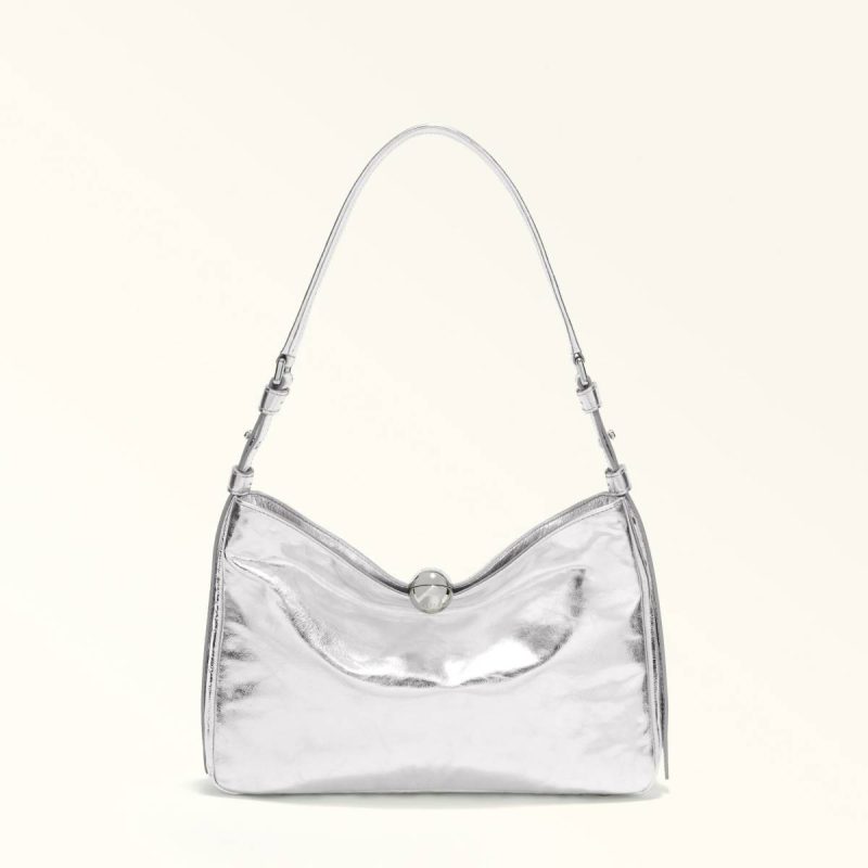 Color Silver Shoulder Bags Furla Sfera Soft Shoulder Bag M Women