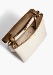 Cream / Dark Olive Women Khaite Lia Bag In Dark Olive Leather And Cream Canvas Top Handle - Image 3