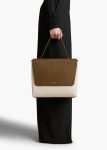 Cream / Dark Olive Women Khaite Lia Bag In Dark Olive Leather And Cream Canvas Top Handle - Image 4