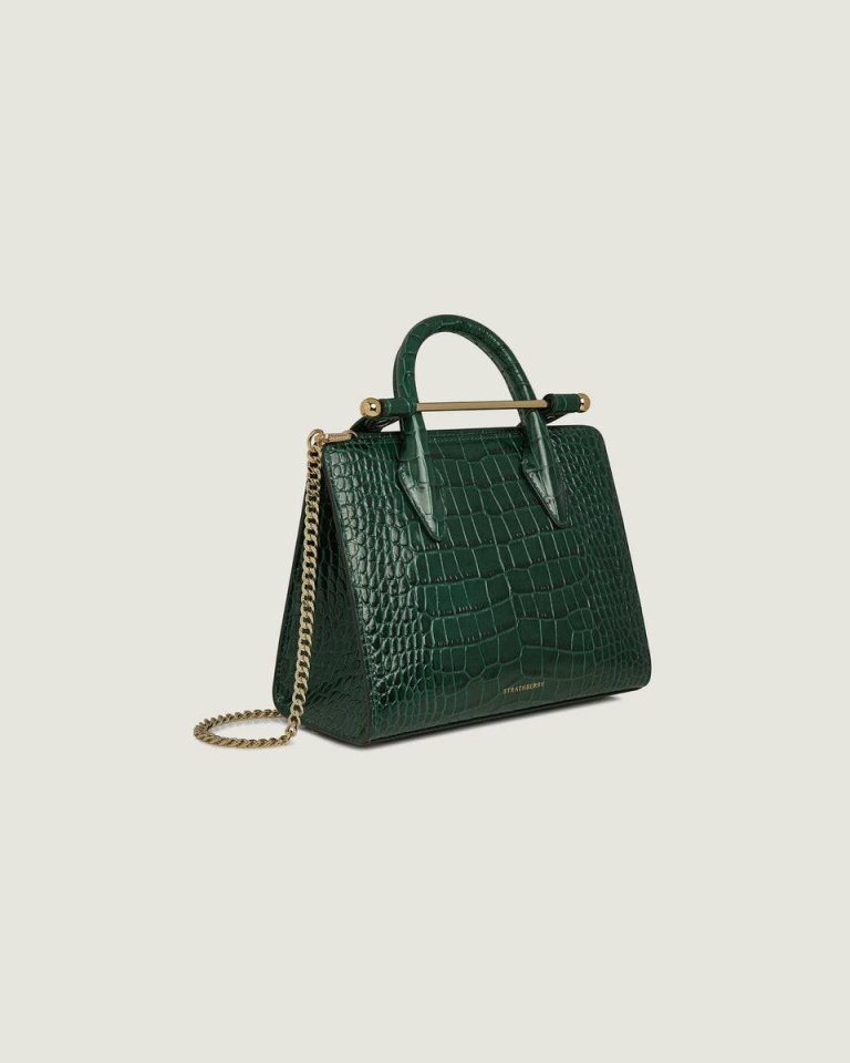 Croc-Embossed Bottle Green Mini Tote Women Strathberry Embossed Edit Bags - Image 2