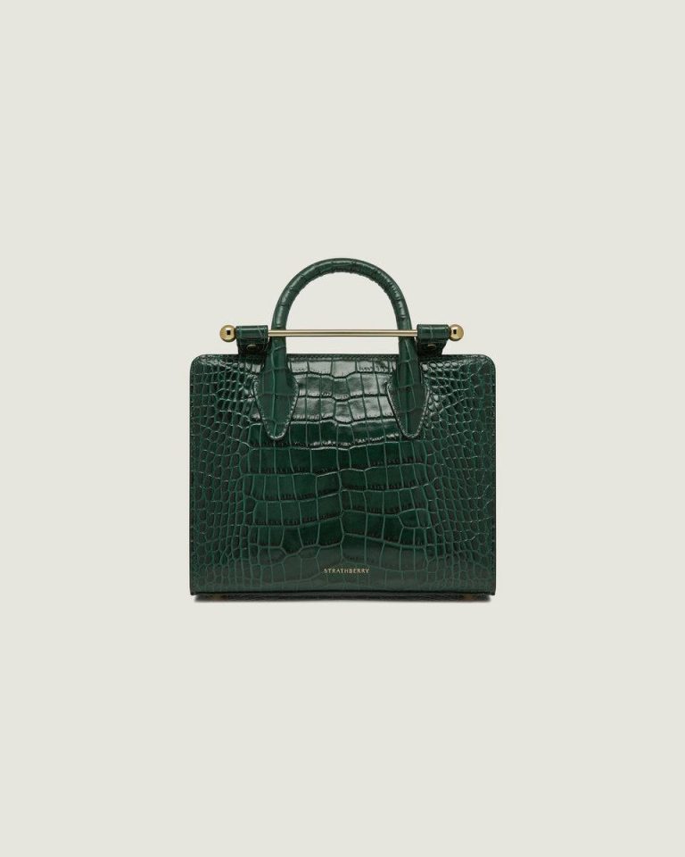 Croc-Embossed Bottle Green Mini Tote Women Strathberry Embossed Edit Bags - Image 3