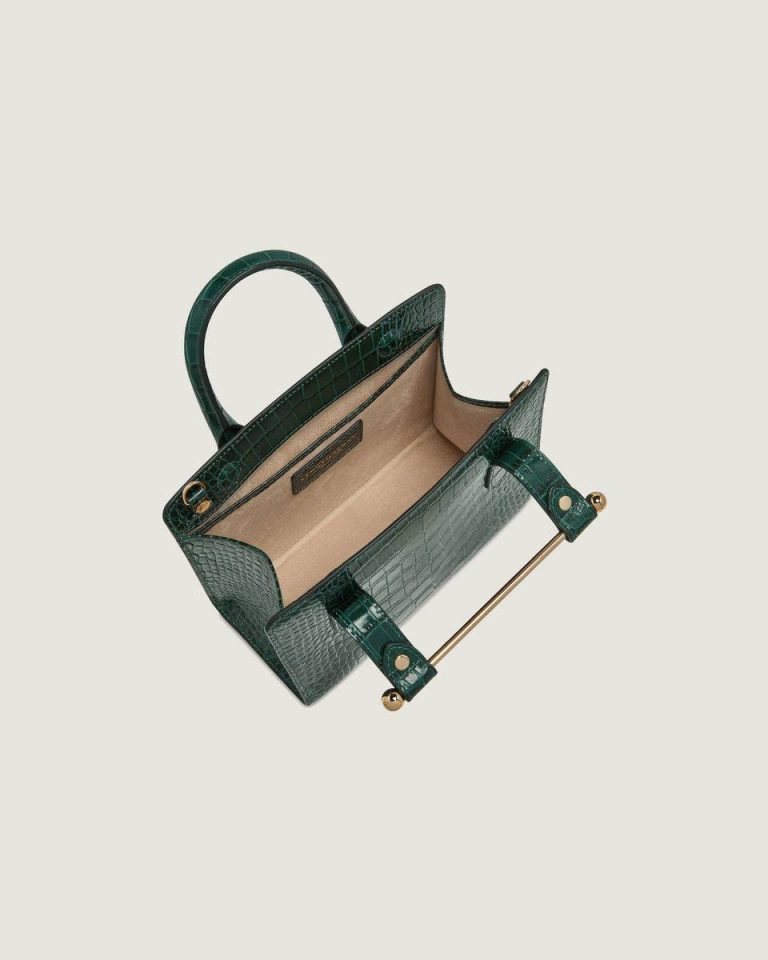 Croc-Embossed Bottle Green Mini Tote Women Strathberry Embossed Edit Bags - Image 5