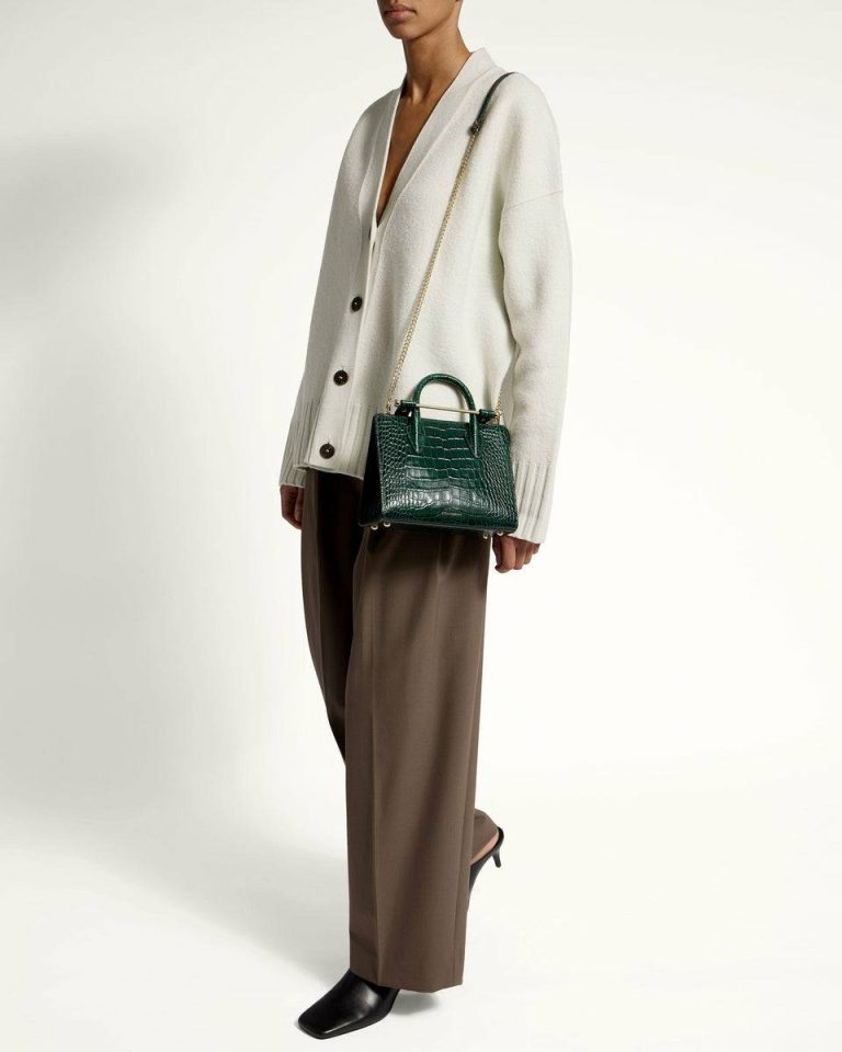 Croc-Embossed Bottle Green Mini Tote Women Strathberry Embossed Edit Bags