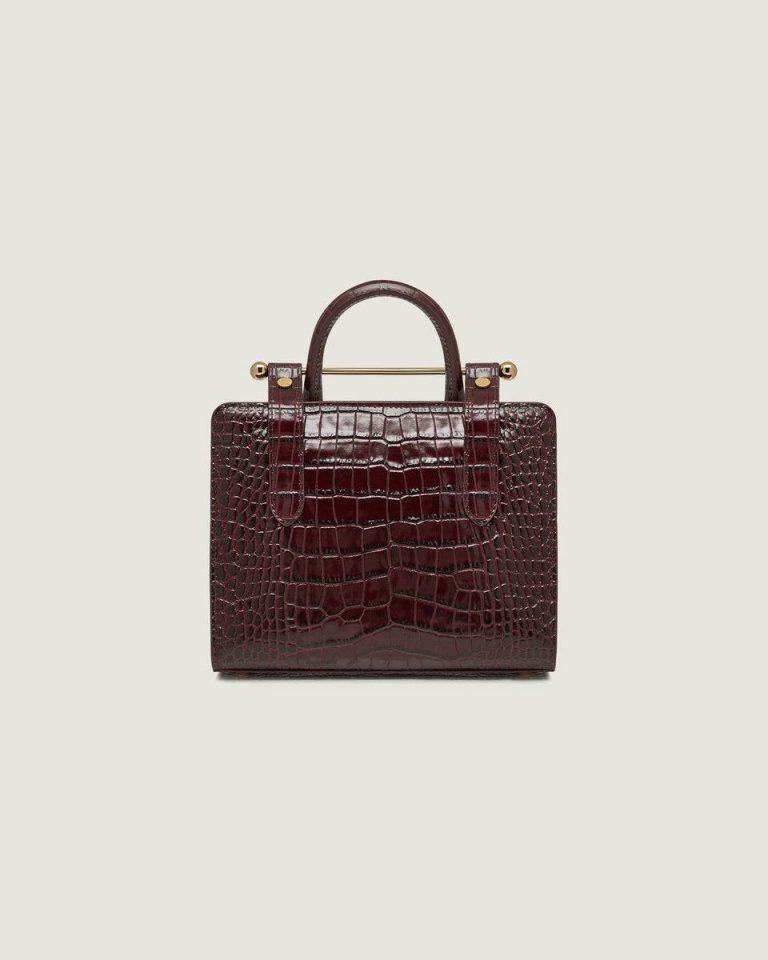 Croc-Embossed Burgundy Mini Tote Women Embossed Edit Bags Strathberry - Image 4