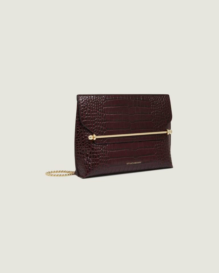 Croc-Embossed Leather Burgundy Strathberry Evening Bags Stylist Women - Image 2