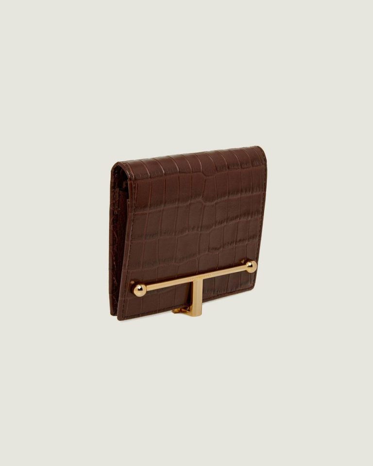 Croc Embossed Leather Chocolate Strathberry Melville Street Wallet Women Wallets - Image 3