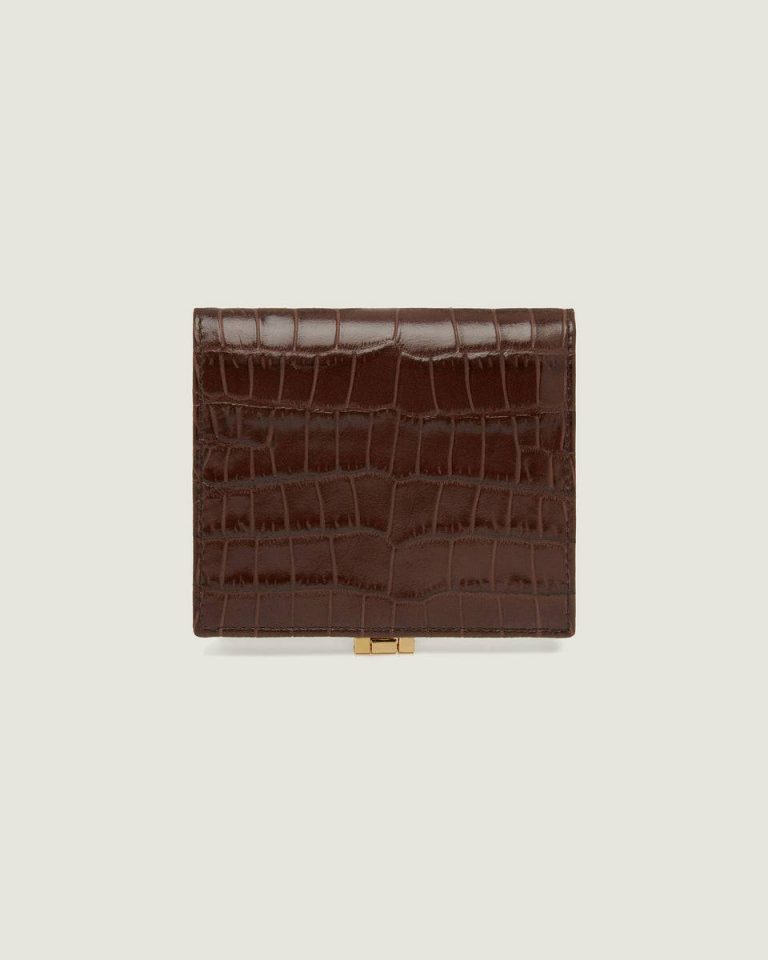 Croc Embossed Leather Chocolate Strathberry Melville Street Wallet Women Wallets - Image 4