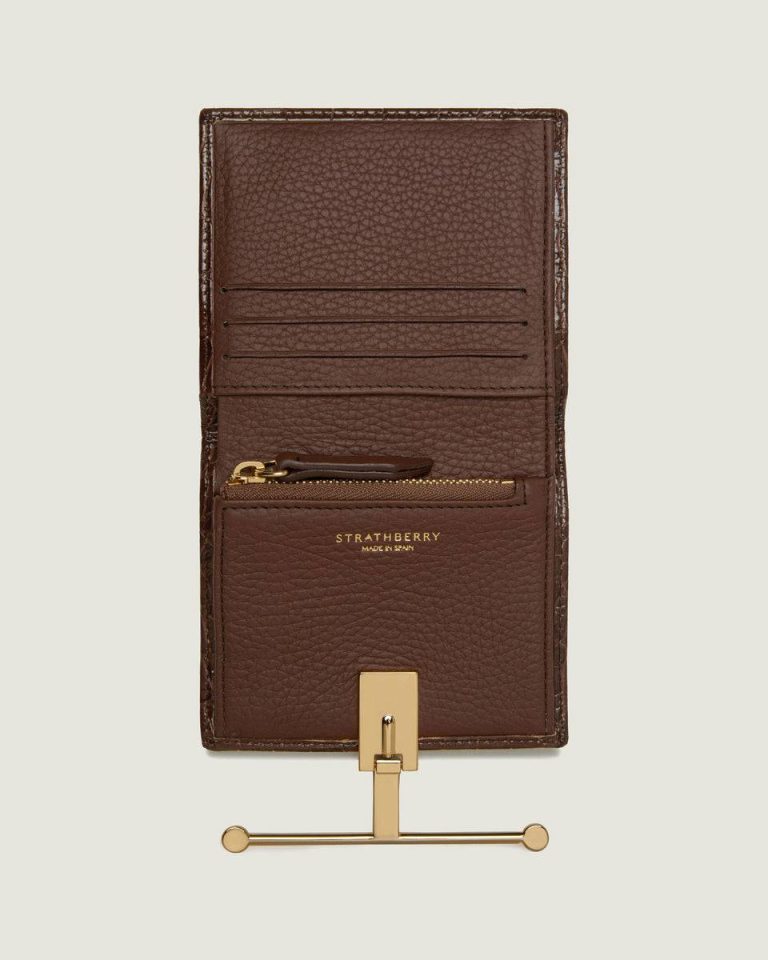 Croc Embossed Leather Chocolate Strathberry Melville Street Wallet Women Wallets