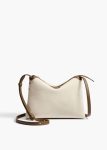 Crossbody Bags Women Cream / Dark Olive Lina Crossbody Bag In Dark Olive Leather And Cream Canvas Khaite