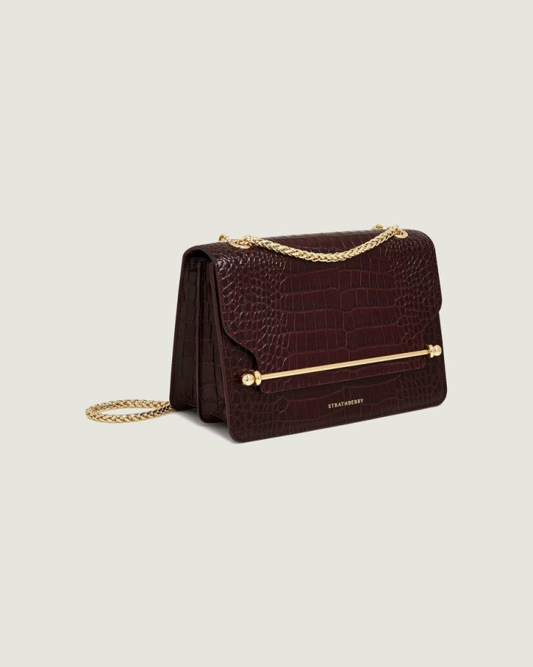 East/West Embossed Edit Bags Strathberry Croc-Embossed Leather Burgundy Women - Image 2