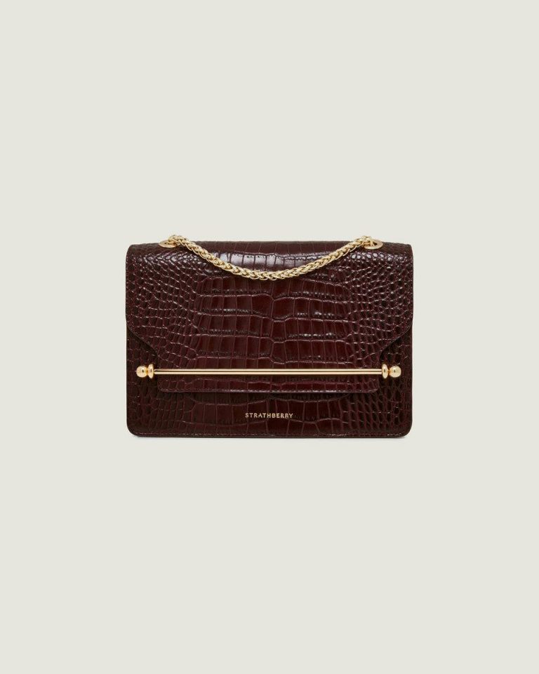 East/West Embossed Edit Bags Strathberry Croc-Embossed Leather Burgundy Women - Image 3