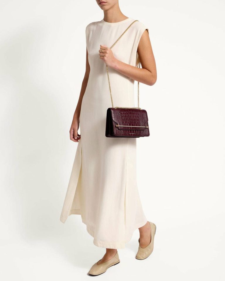 East/West Embossed Edit Bags Strathberry Croc-Embossed Leather Burgundy Women