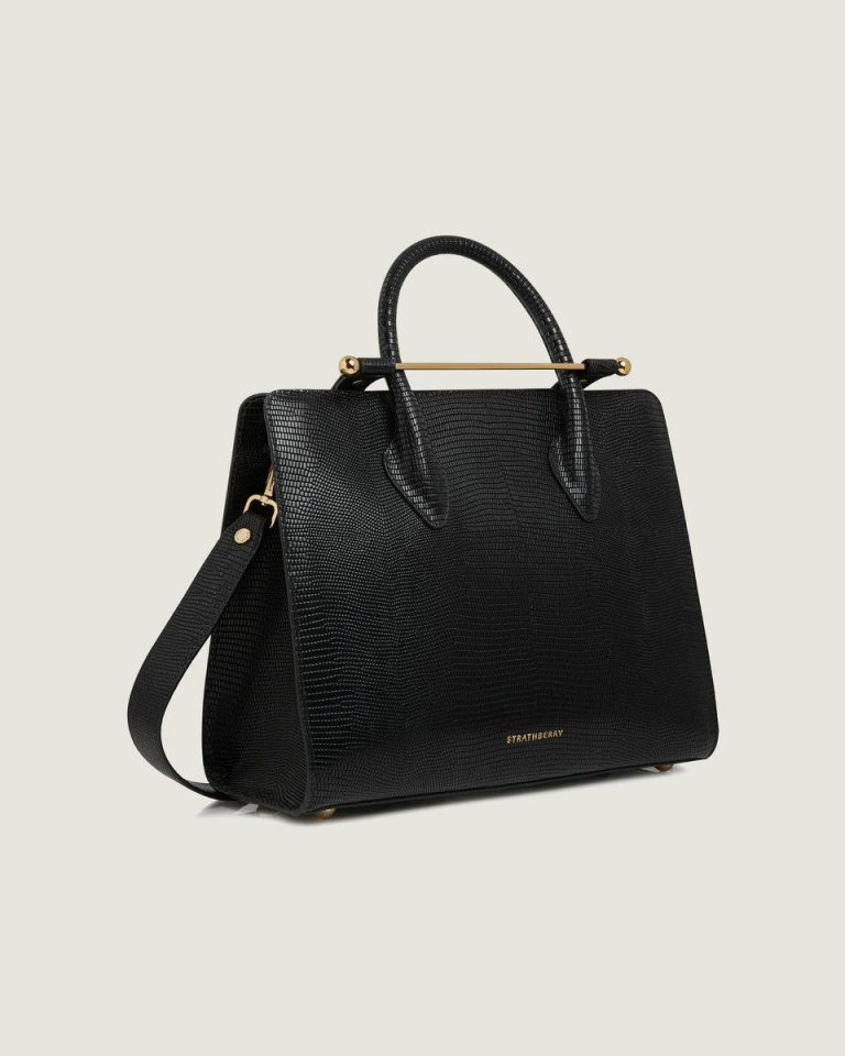 Embossed Edit Bags Midi Tote Strathberry Women Lizard-Embossed Leather Black - Image 2