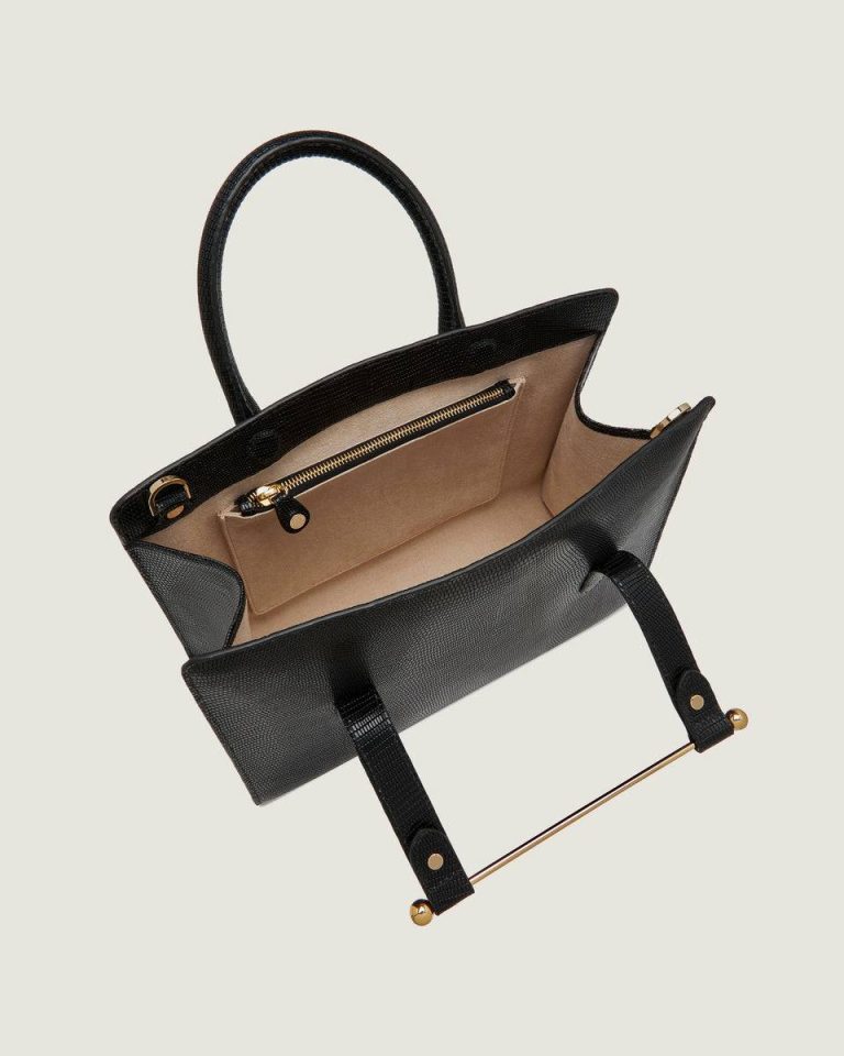 Embossed Edit Bags Midi Tote Strathberry Women Lizard-Embossed Leather Black - Image 5