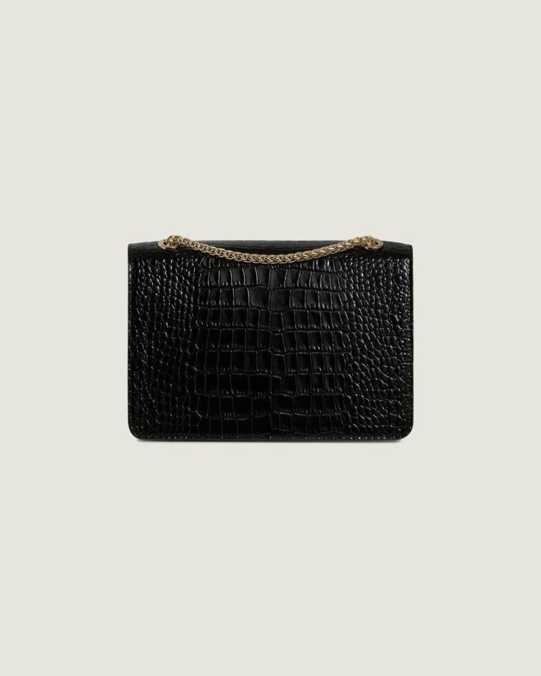 Embossed Edit Bags Strathberry Croc-Embossed Leather Black Women East/West - Image 4