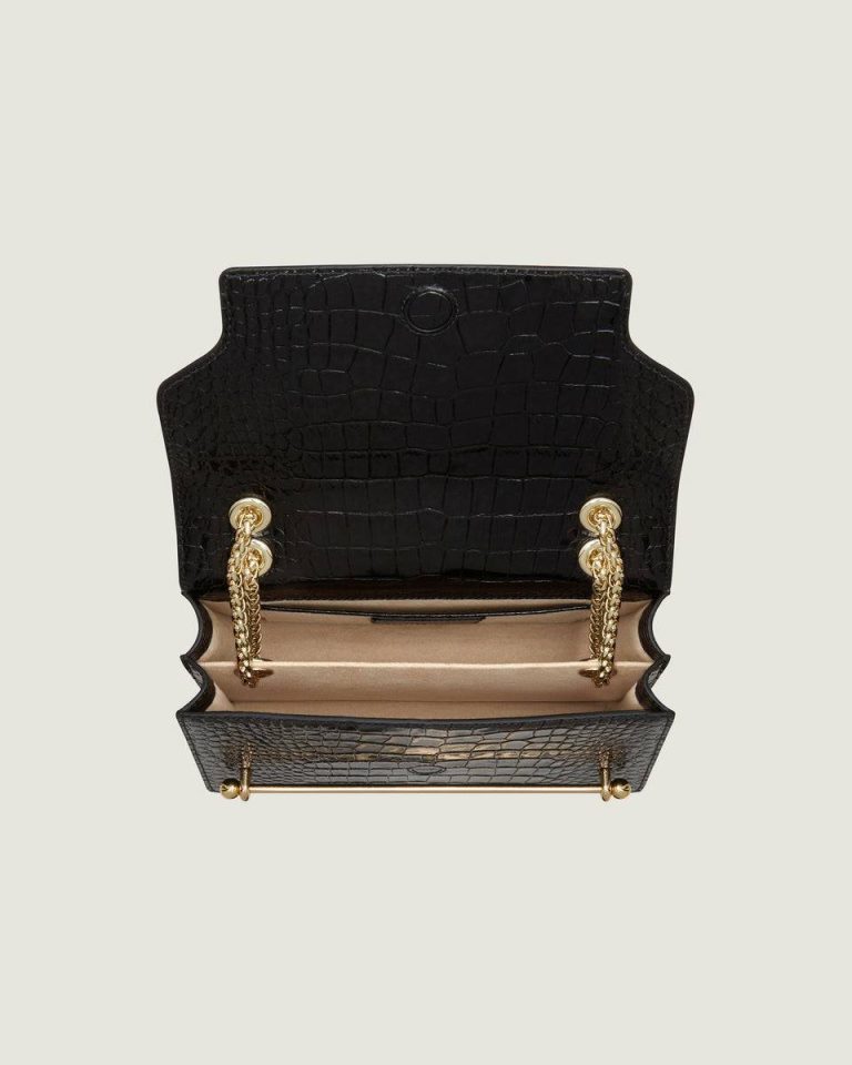Embossed Edit Bags Strathberry Croc-Embossed Leather Black Women East/West - Image 5
