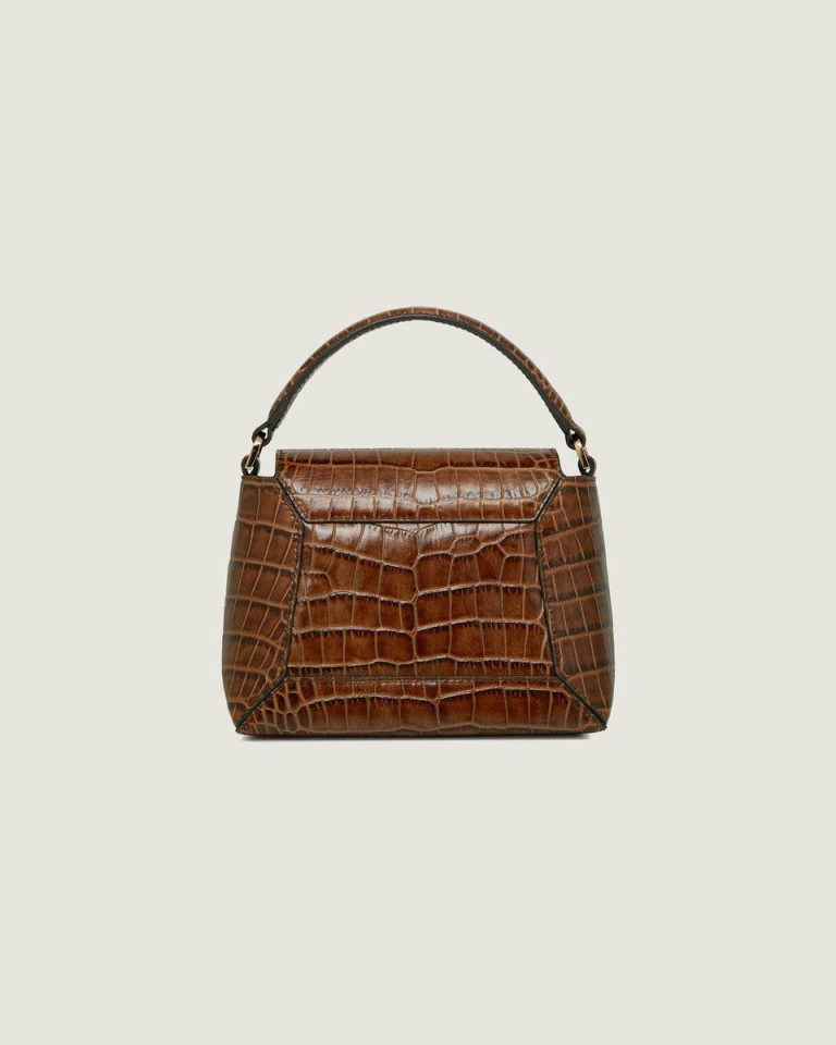 Embossed Edit Bags Women Strathberry Soft Croc-Embossed Leather Walnut Mosaic Nano - Image 4