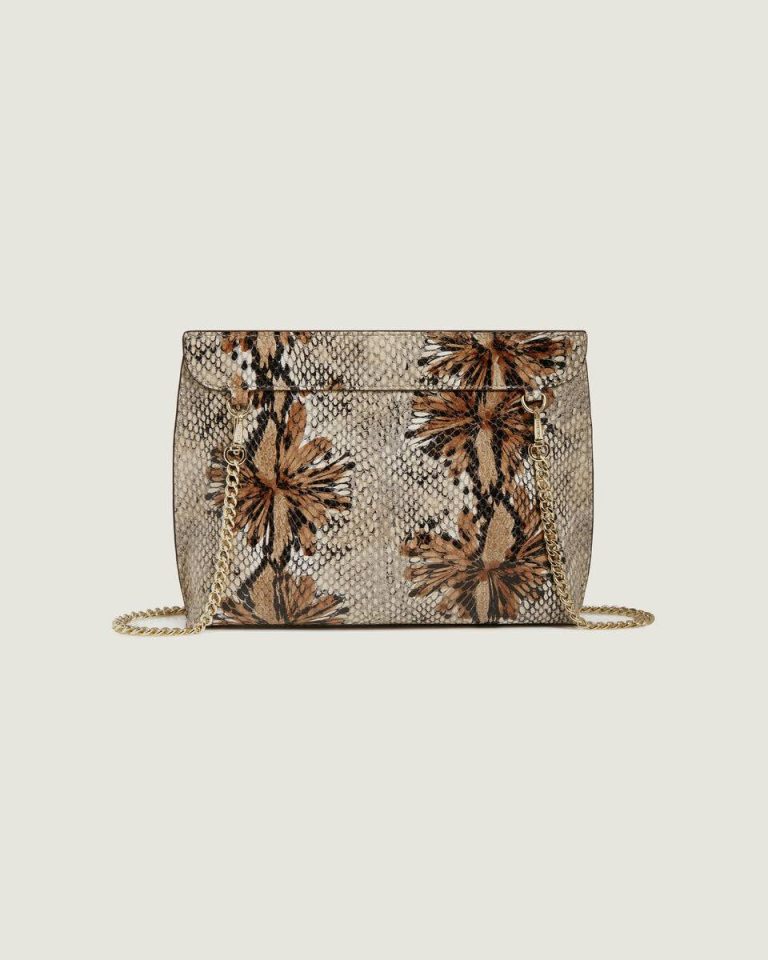 Embossed Edit Bags Women Stylist Floral Snake-Embossed Leather Chocolate Strathberry - Image 4