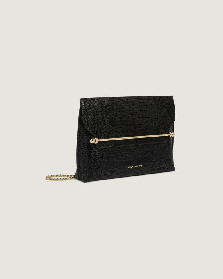 Evening Bags Women Strathberry Lizard-Embossed Leather Black Stylist - Image 2