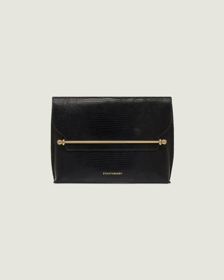 Evening Bags Women Strathberry Lizard-Embossed Leather Black Stylist - Image 3