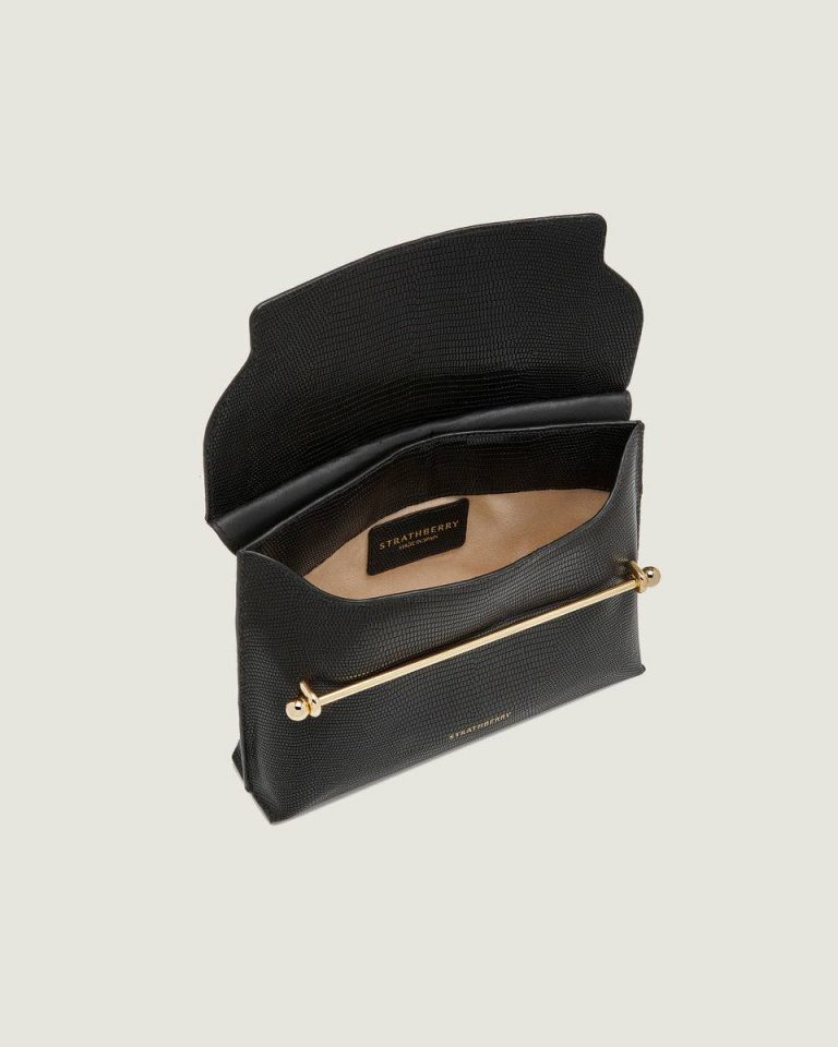 Evening Bags Women Strathberry Lizard-Embossed Leather Black Stylist - Image 5