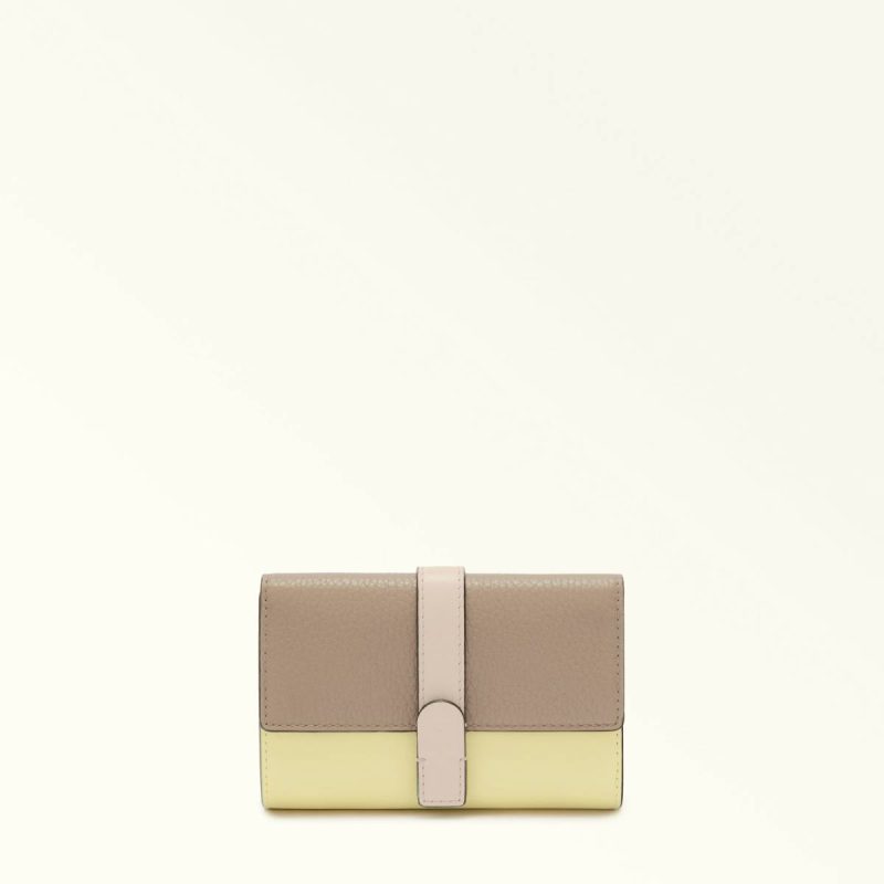 Furla Grazia Compact Wallet M Wallets Stucco Gray+Freesia+Azalea Women