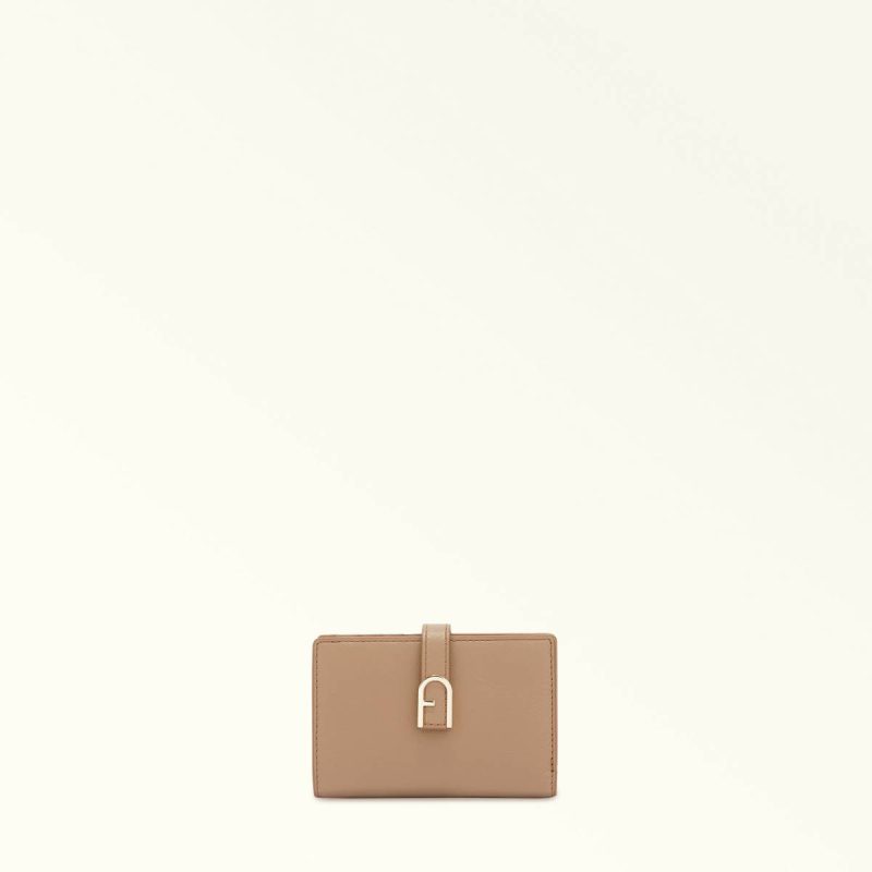 Greige Women Wallets Furla Flow Compact Wallet M