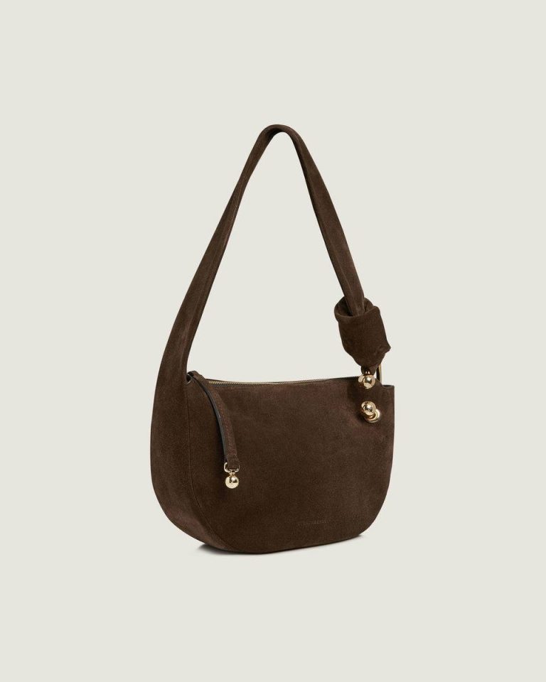 Halo Women Shoulder Bags Strathberry Chocolate Suede - Image 2
