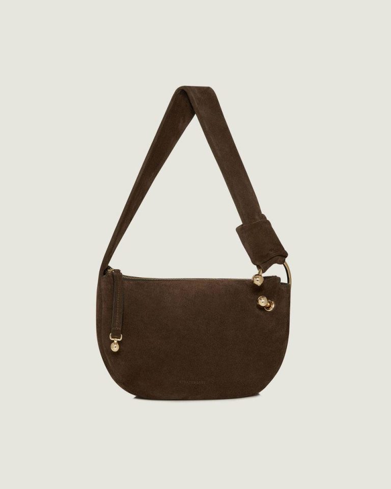 Halo Women Shoulder Bags Strathberry Chocolate Suede - Image 3