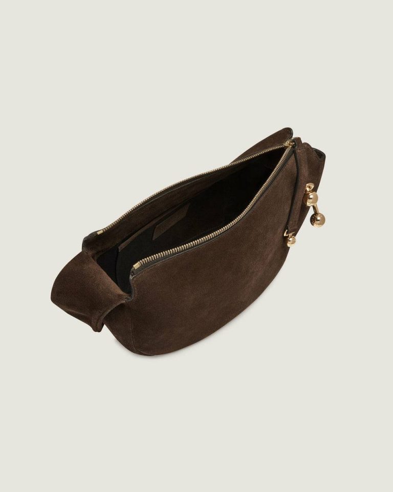Halo Women Shoulder Bags Strathberry Chocolate Suede - Image 5
