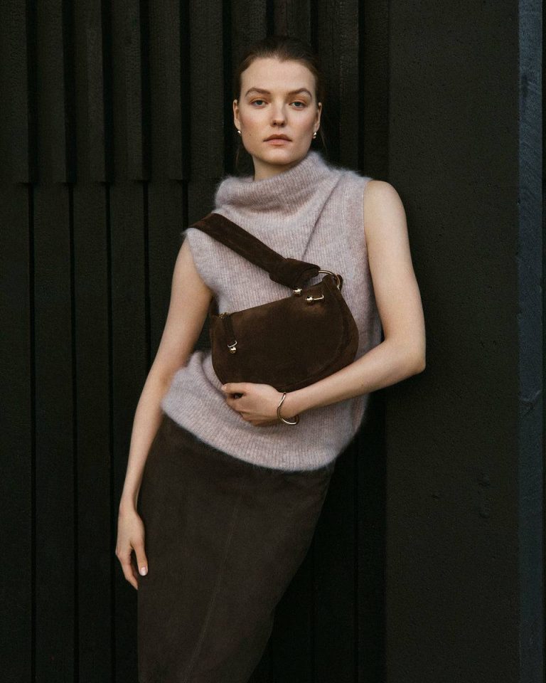 Halo Women Shoulder Bags Strathberry Chocolate Suede