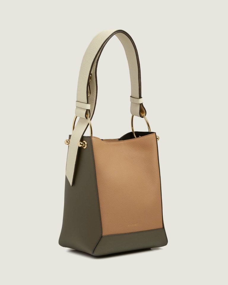 Khaki/Caramel/Diamond Lana Midi Bucket Bag Women Shoulder Bags Strathberry - Image 2