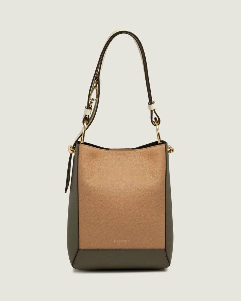 Khaki/Caramel/Diamond Lana Midi Bucket Bag Women Shoulder Bags Strathberry - Image 3