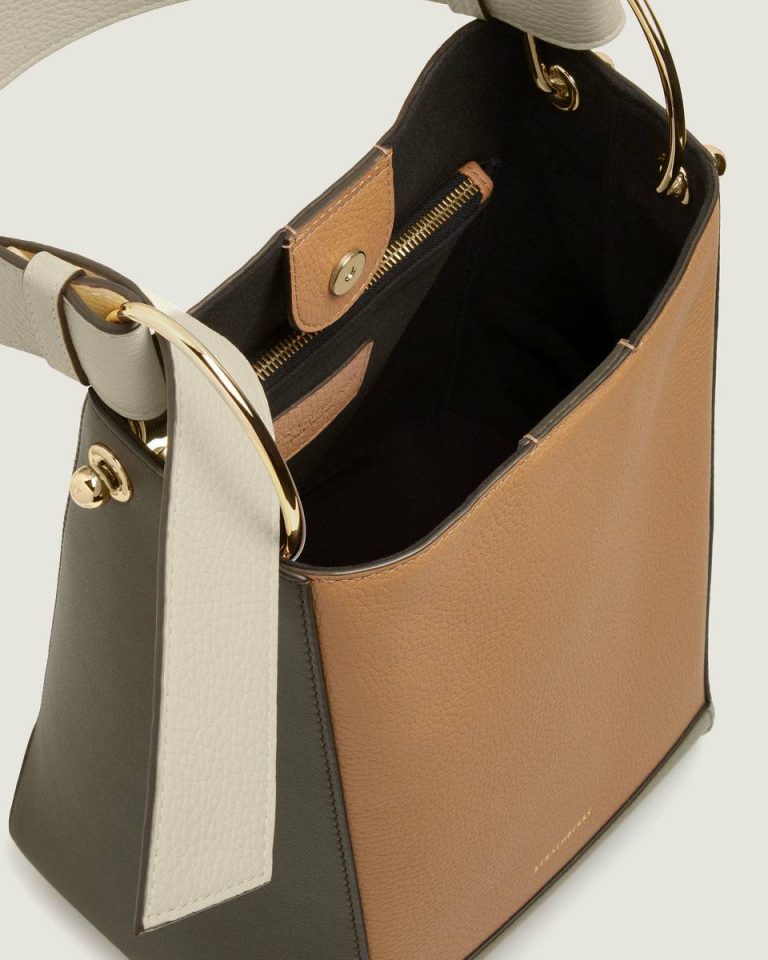 Khaki/Caramel/Diamond Lana Midi Bucket Bag Women Shoulder Bags Strathberry - Image 5