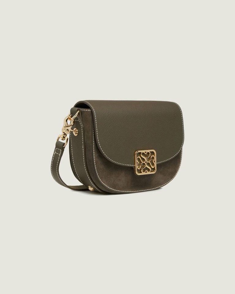 Khaki Suede Bay Women Strathberry Shoulder Bags - Image 2