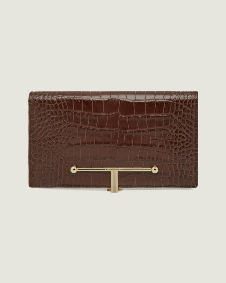 Large Melville Street Wallet Women Croc-Embossed Leather Chocolate Strathberry Wallets - Image 2