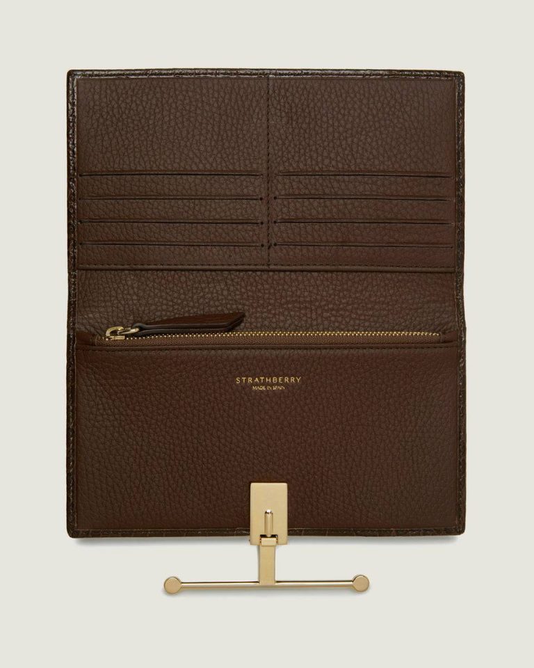 Large Melville Street Wallet Women Croc-Embossed Leather Chocolate Strathberry Wallets - Image 3