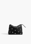 Lina Pochette In Black Pebbled Leather With Grommets Pouches Khaite Women Black